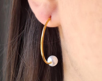 Pearl Demi Hoop Earrings