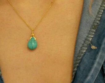 Tear Drop Turqoise Stone Necklace