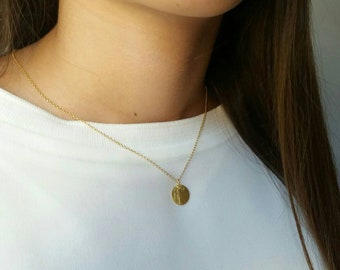 Greek Disc Necklace, Coin Necklace, Gold Layered Necklace, 14k Gold Fill Necklace, Ancient Greek Coin Necklace