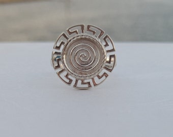 Silver Meander Spiral Ring