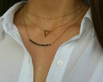Layered Triangle Set Necklaces