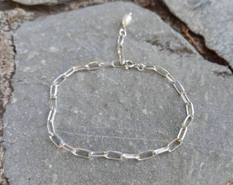 Silver Paperclip Chain Bracelet