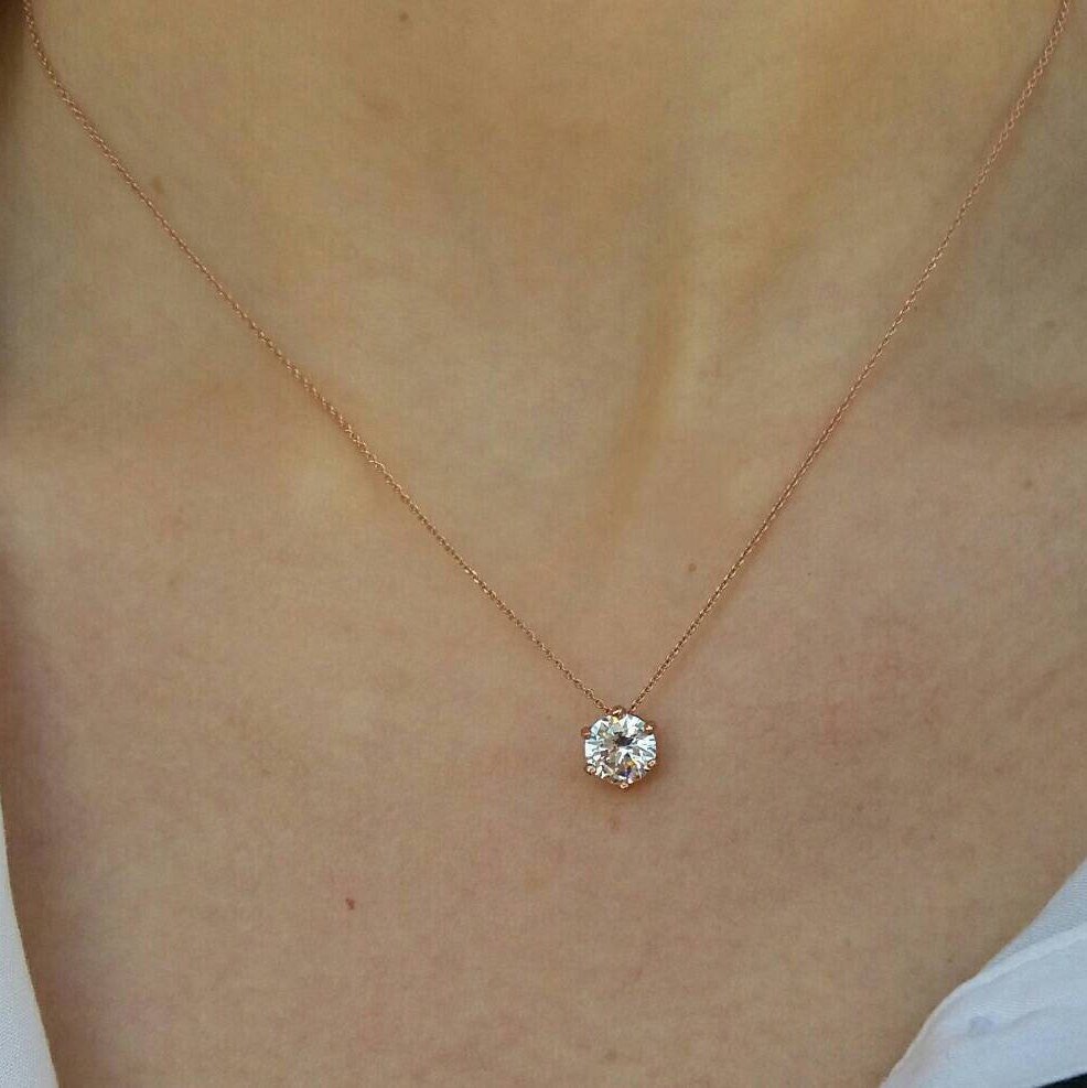 Floating diamond necklace rose cheap gold
