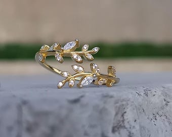 Leaf CZ Ring 14k Gold Filled
