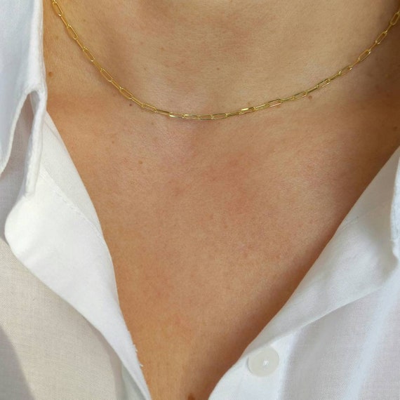 Link Chain Necklace Gold Chain Choker Gold Plated Minimalist