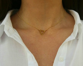 Triangle necklace, Gold Necklace, 14k Gold Filled Jewellery, Layered Necklace, Dainty Necklace, Birthday Gift, Casual Jewelry, Gift for her
