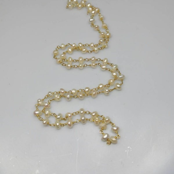 Perlen Rosenkranz Halskette, zierliche weiße Perle Choker, Brautjungfer Geschenk, Zarte Halskette, Hochzeitskette, Geschenk für Sie