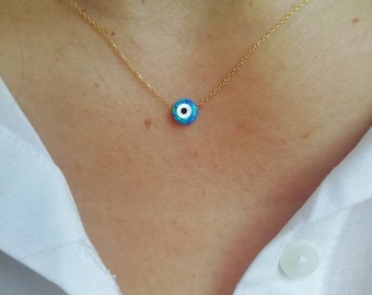 Round Opal Evil Eye Necklace