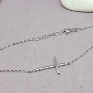 Cross Bracelet 14k Gold Plated Sideways Cross Bracelet, Silver Cross, Cross Armband, Cross Bracelet, Christian Bracelet