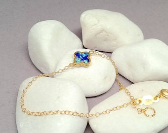Solid Gold Opal Clover Bracelet