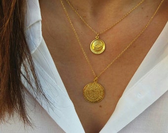 Evil Eye and Constantinato Gold Coin Necklaces