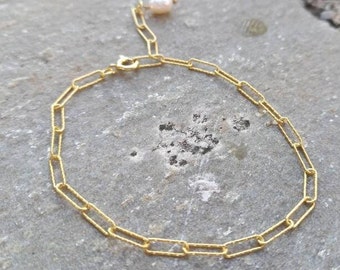 Gold PlatedPaperclip Chain Bracelet