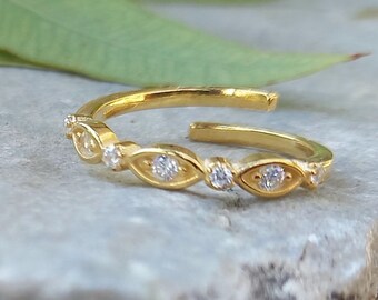 White Zircon Evil Eye Ring