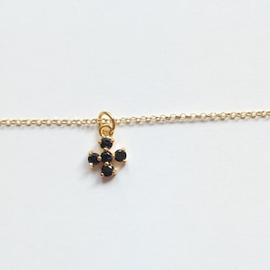 Black Cubic Zirconia Cross Necklace: Dainty Silver Charm