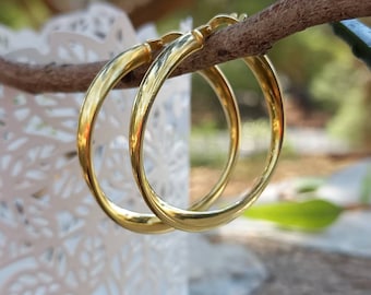 Gold Twisted Hoop Earrings