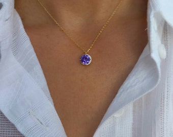 Purple Floating Diamond Necklace