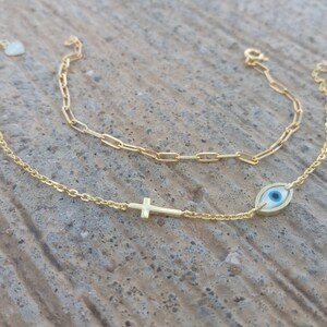 14k Gold Plated or Silver Link Bracelet, Paperclip Chain Bracelet, Layering Bracelet, Handmade Jewelry, Charm Bracelet, Mothers Day Gift
