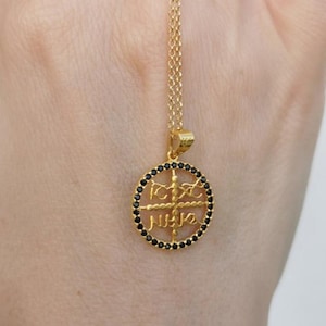 Christian Necklace, Constintinato, Byzantine Cross Pendant, ICXN Necklace, Ancient Greek Coin, Charm Necklace , Mother&#39;s Day Gift