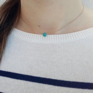 Minimalist Turquoise Bead Necklace: 925 Silver, Gold Filled