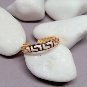 Gold Meander Ring: 14k Gold Plated Sterling Silver, Adjustable