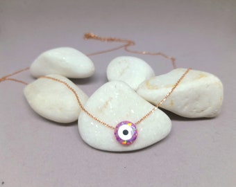 Round Opal Evil Eye Necklace