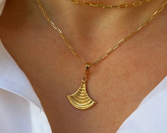 Seashell Necklace, Ancient Greek Necklace, Paperclip Chain, 14k Gold Filled Necklace, Delicate Necklace, Gift for her, Dainty Necklace