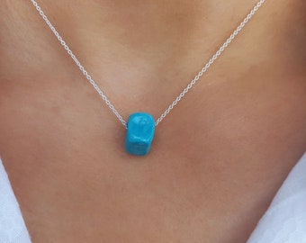 Glossy Turquoise Cube Necklace