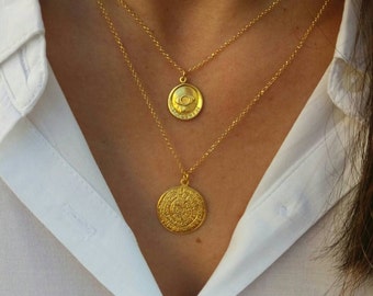 Evil Eye and Constantinato Gold Coin Necklaces