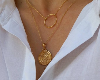 Layered Spiral and Karma Necklaces