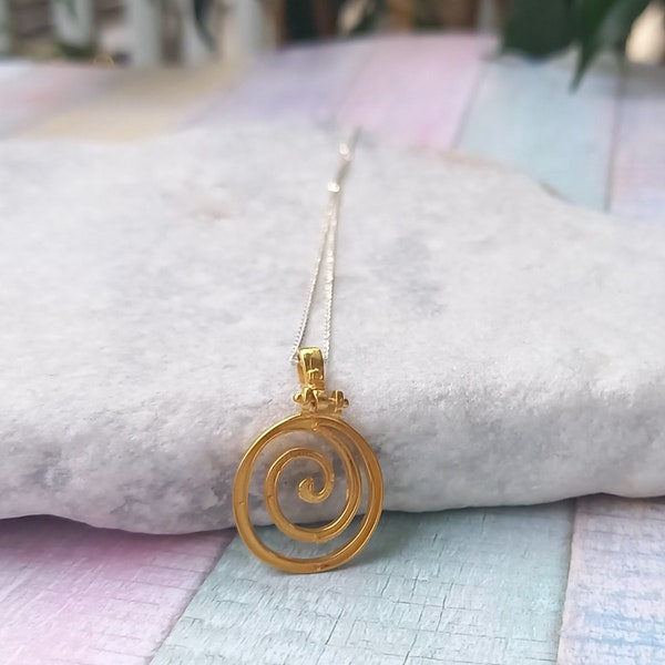 Spiral Necklace, Long Layered Necklace, Labyrinth Jewel, Snake Necklace, Celtic Spiral made of 925  Silver, Unisex Pendant, Easter Gift