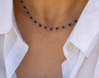 Blue Zircon Beaded  Necklace