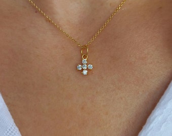 White CZ Cross Necklace