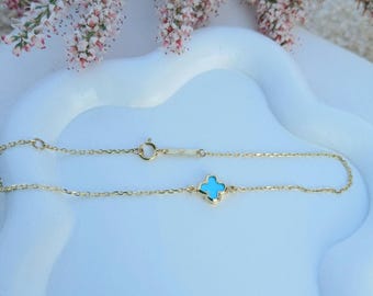 Solid Gold Turquoise Bracelet