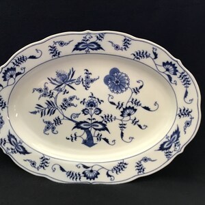 Blue Danube, Blue Onion Pattern, Blue Banner Logo 1951-1977 14" Oval Platter E2682