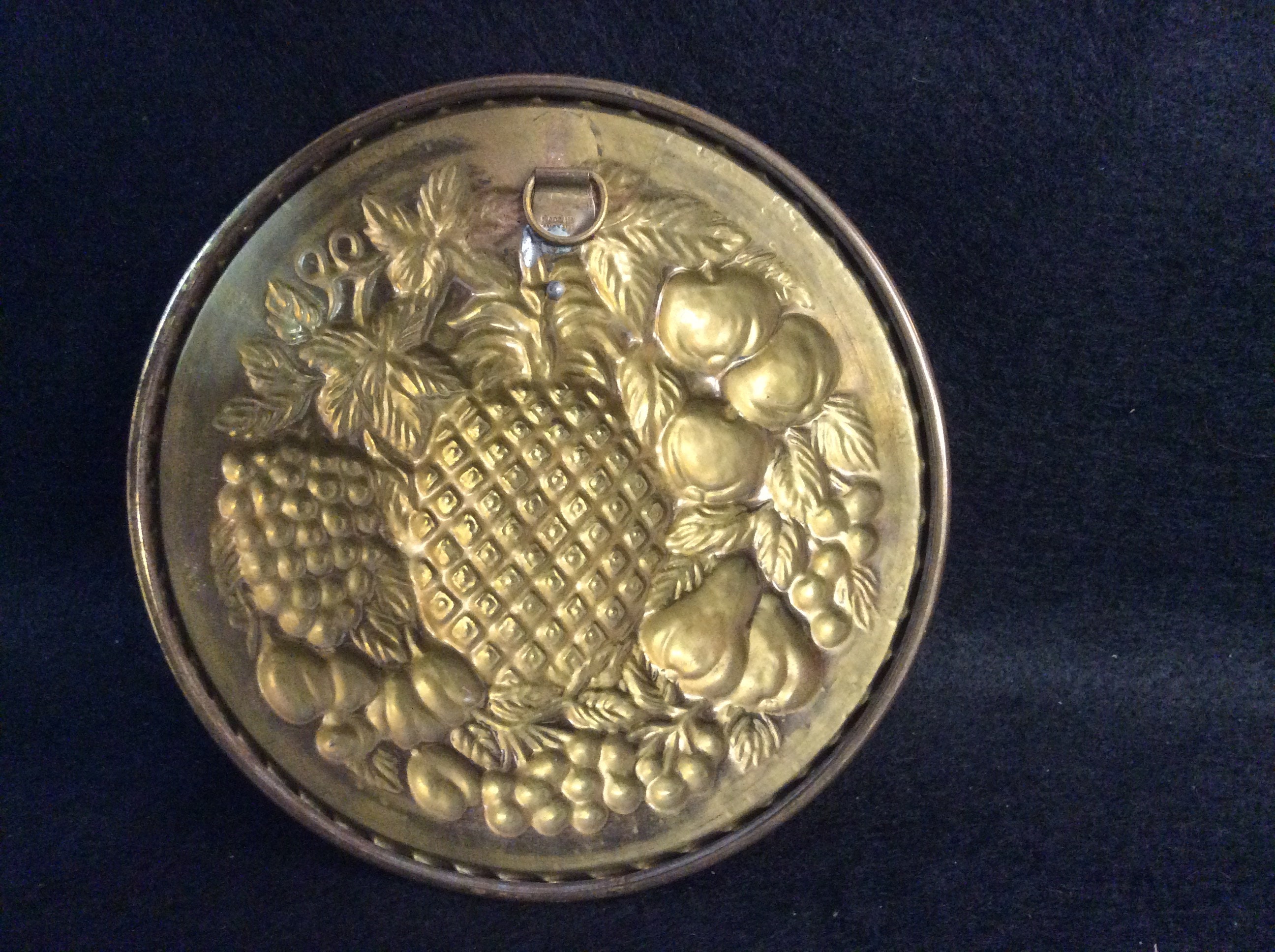 Vintage Pair Brass Embossed Fruit Wall Plaques Decorations Etsy