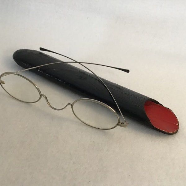 Vintage Reader Eye Glasses, Early 1900's, Spectacle Eyewear with Cardboard Sleeve E2737