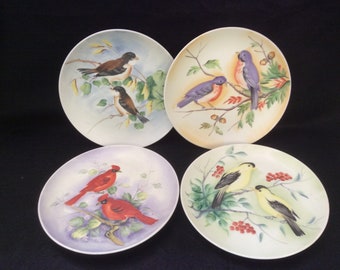Vintage Lefton Porcelain, Collectible Bird Plates, Gold Finch, Chickadee E2359-2360