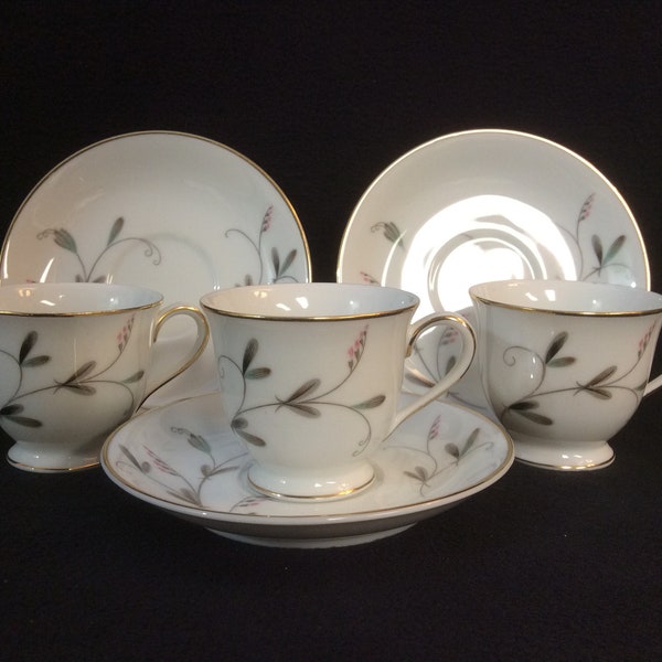 Vintage Noritake, 3 Sets of Demitasse Porcelain Cup and Saucer Sets E2614
