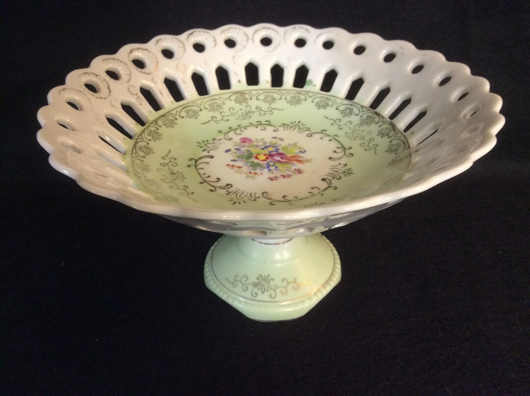 Vintage Betson Hand Painted Porcelain Open Lace Pedestal Etsy