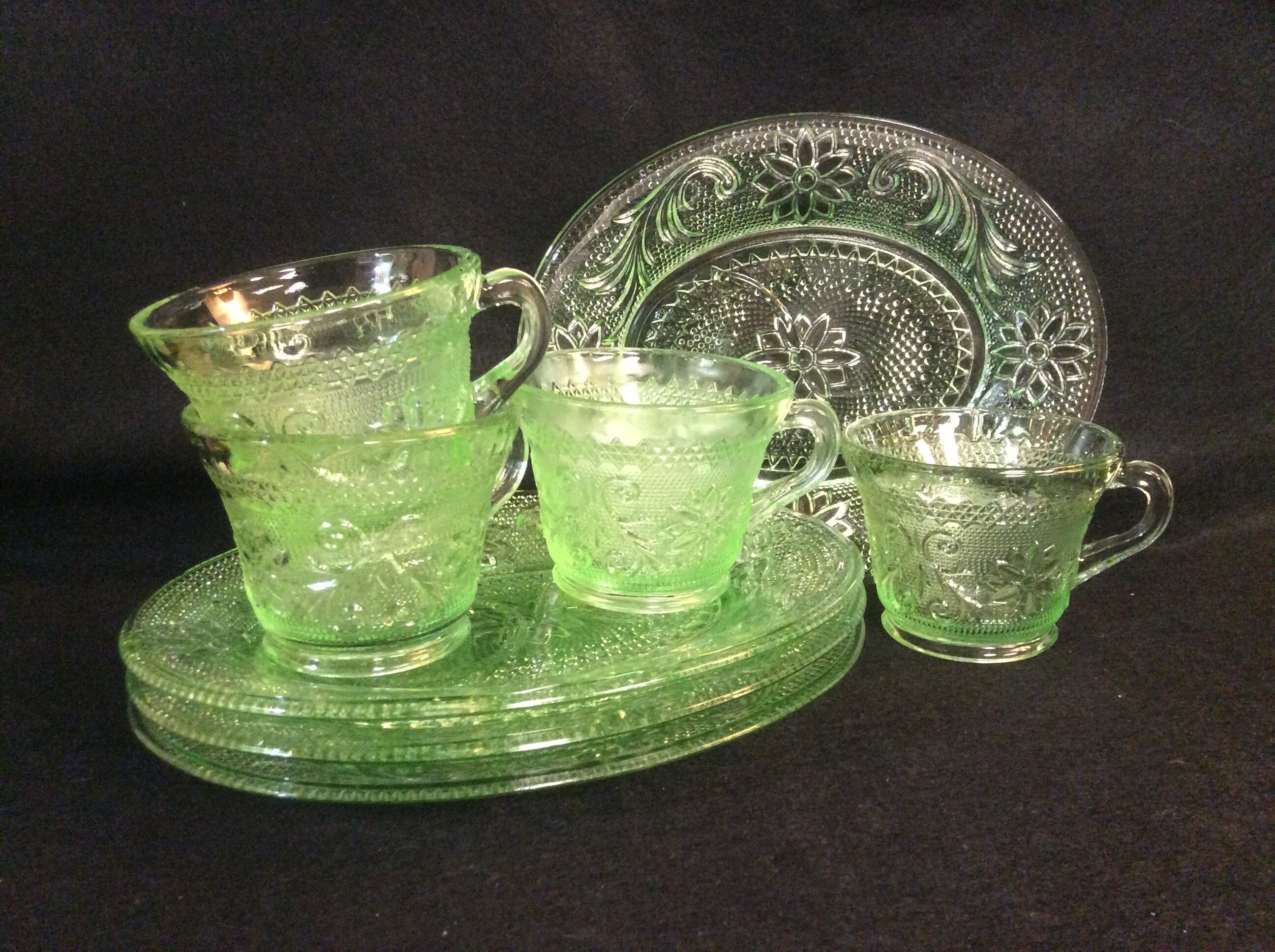 Vintage Indiana Glass Tiara Sandwich Glass Chantilly Green 4 Etsy