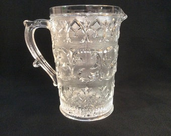 Vintage Duncan Miller, Clear Sandwich Glass, 64 oz Water Pitcher E2617