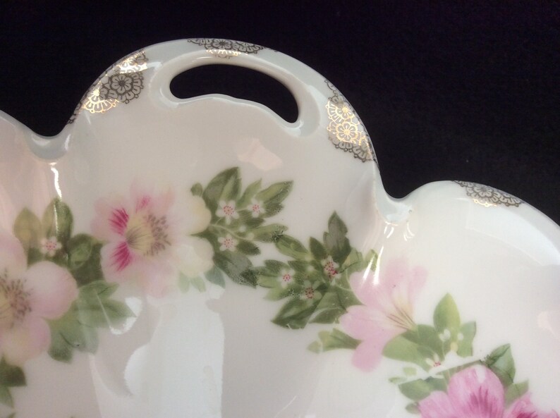 Vintage Bavaria Clover and Roses Bonbon Dish E396