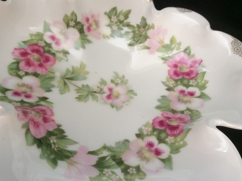 Vintage Bavaria Clover and Roses Bonbon Dish E396