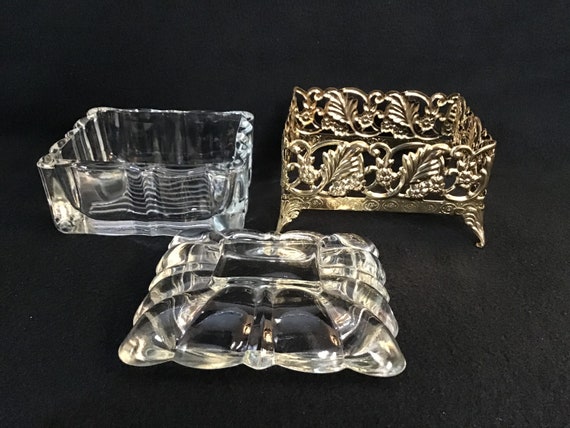 Vintage Glass and Gold Filigree, Ormolu Powder, T… - image 6