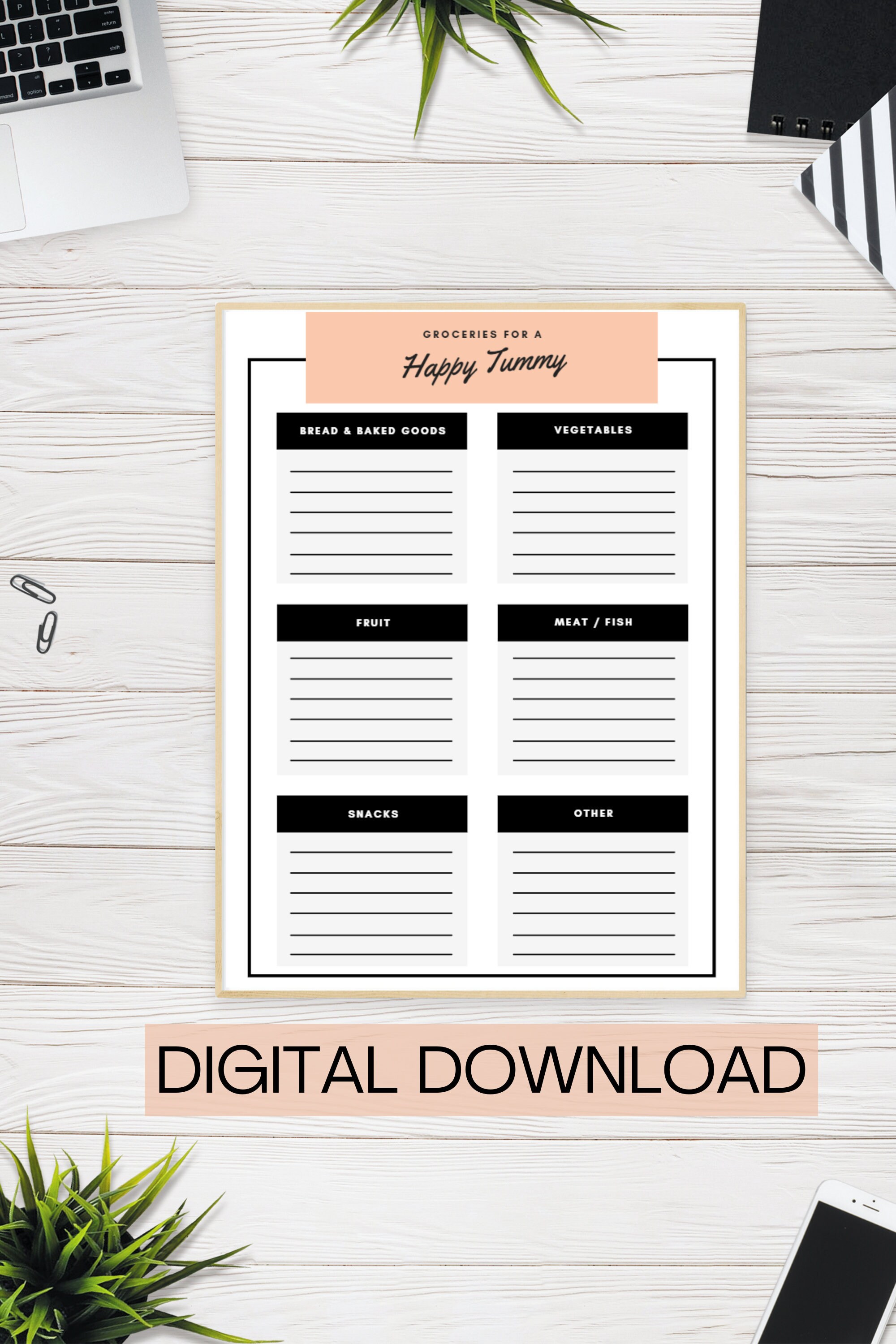 printable grocery shopping list with categories etsy