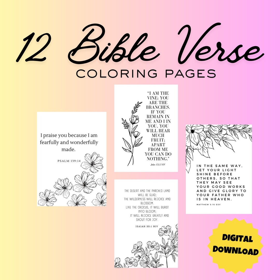 Blanke Scripture Page Bible Verse Coloring Pages | 12 Printable Inspirational Scripture Pages ...