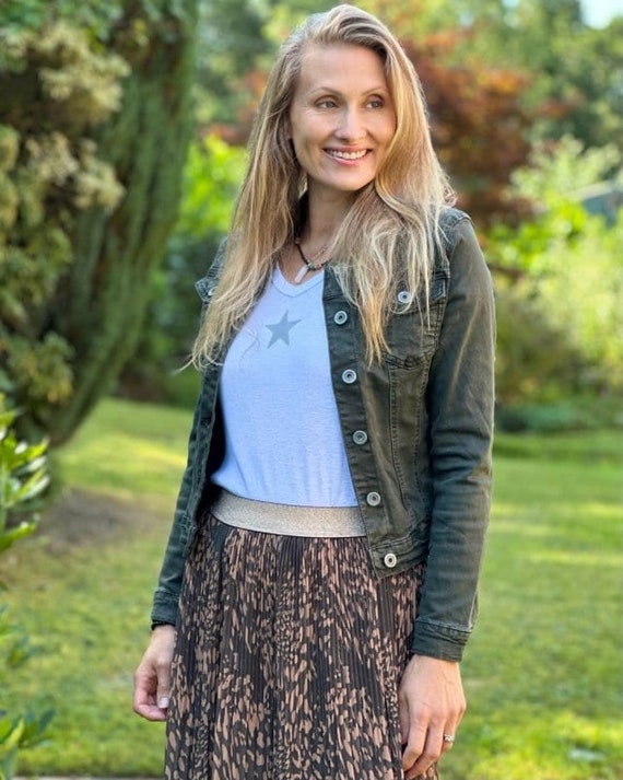 Veste en jean vert kaki femme new arrivals
