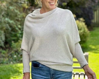 Soft Knit Asymmetric Jumper - Sand