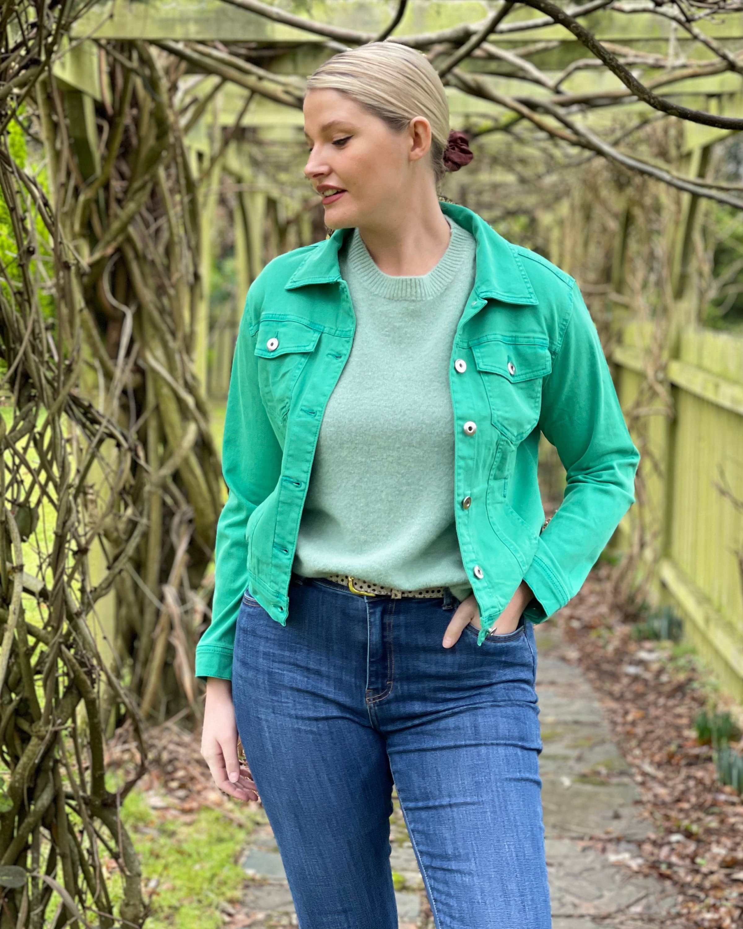 Olive green clearance denim jacket women
