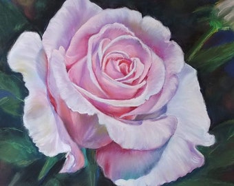 Original pastel painting of a rose, wall art,  gift idea
